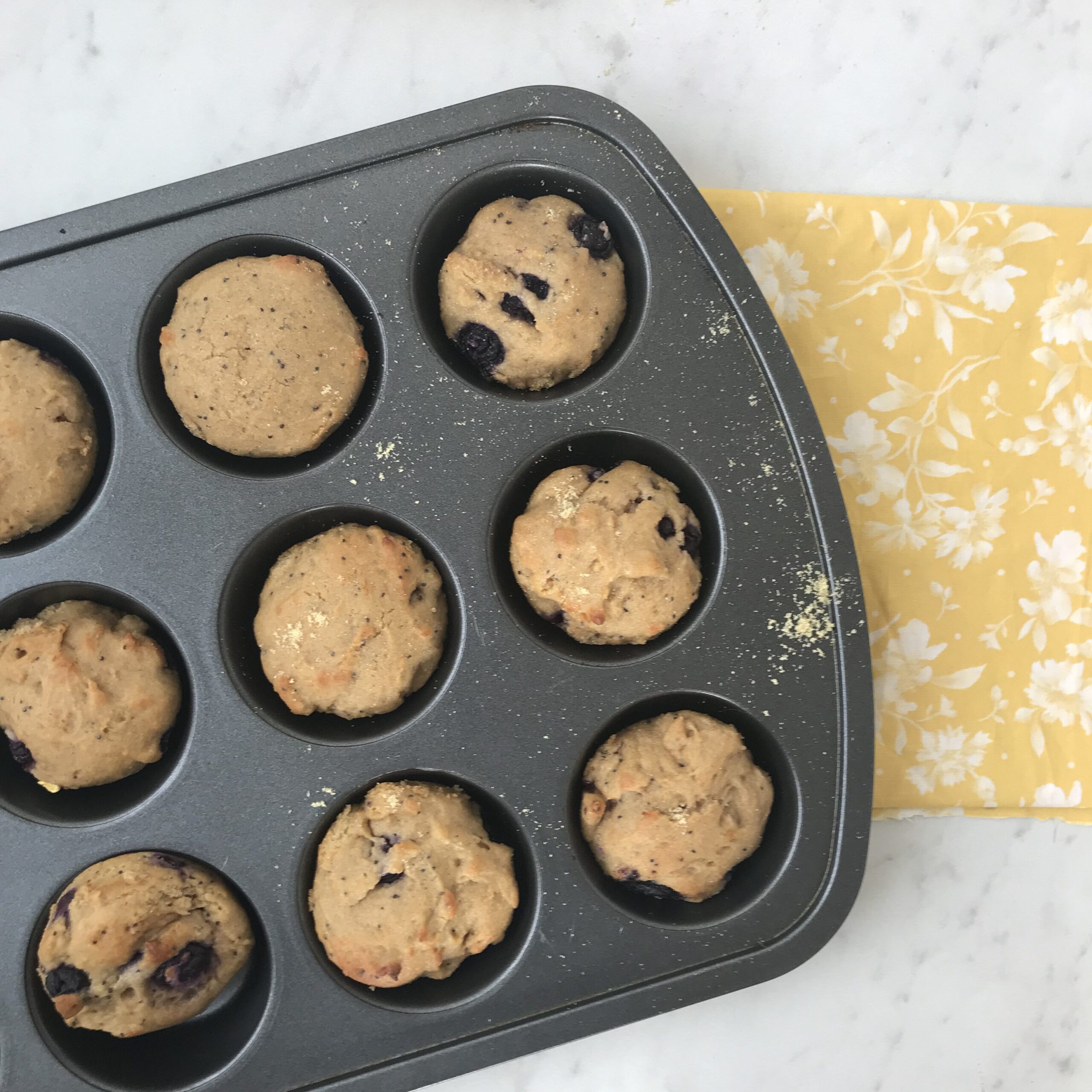 vegan blueberry lemon poppyseed flax muffin