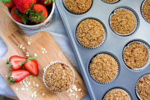 strawberry muffins made with manitoba milling company whole-milled flaxseed