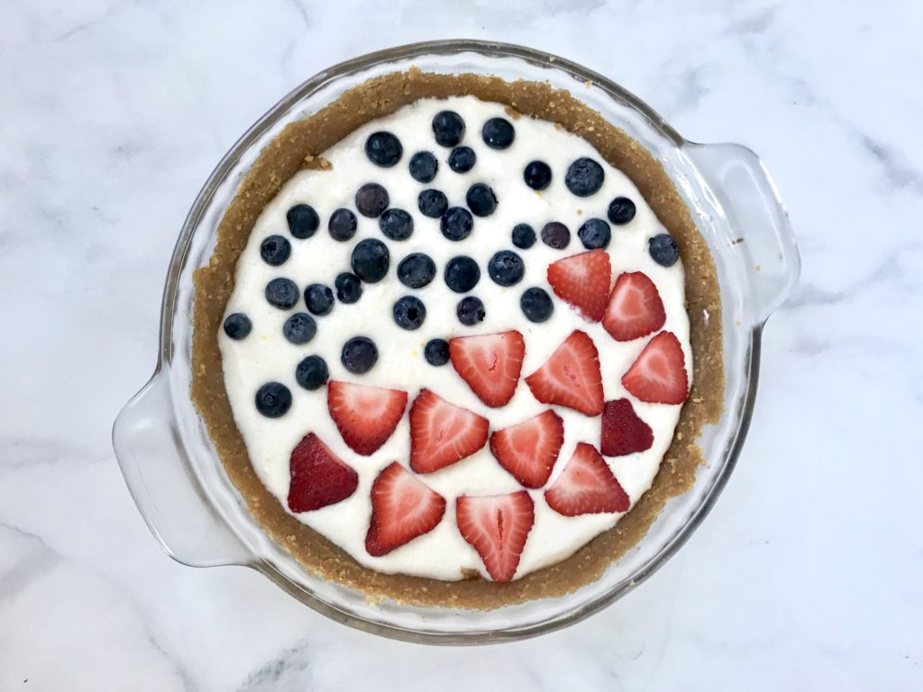 Fruit Pie with Lemon Yogurt Filling and Graham Cracker Flax Crust