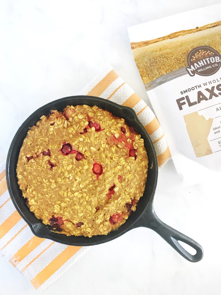 Pumpkin Spice & Cranberry Baked Milled Flaxseed Oatmeal Manitoba Flax