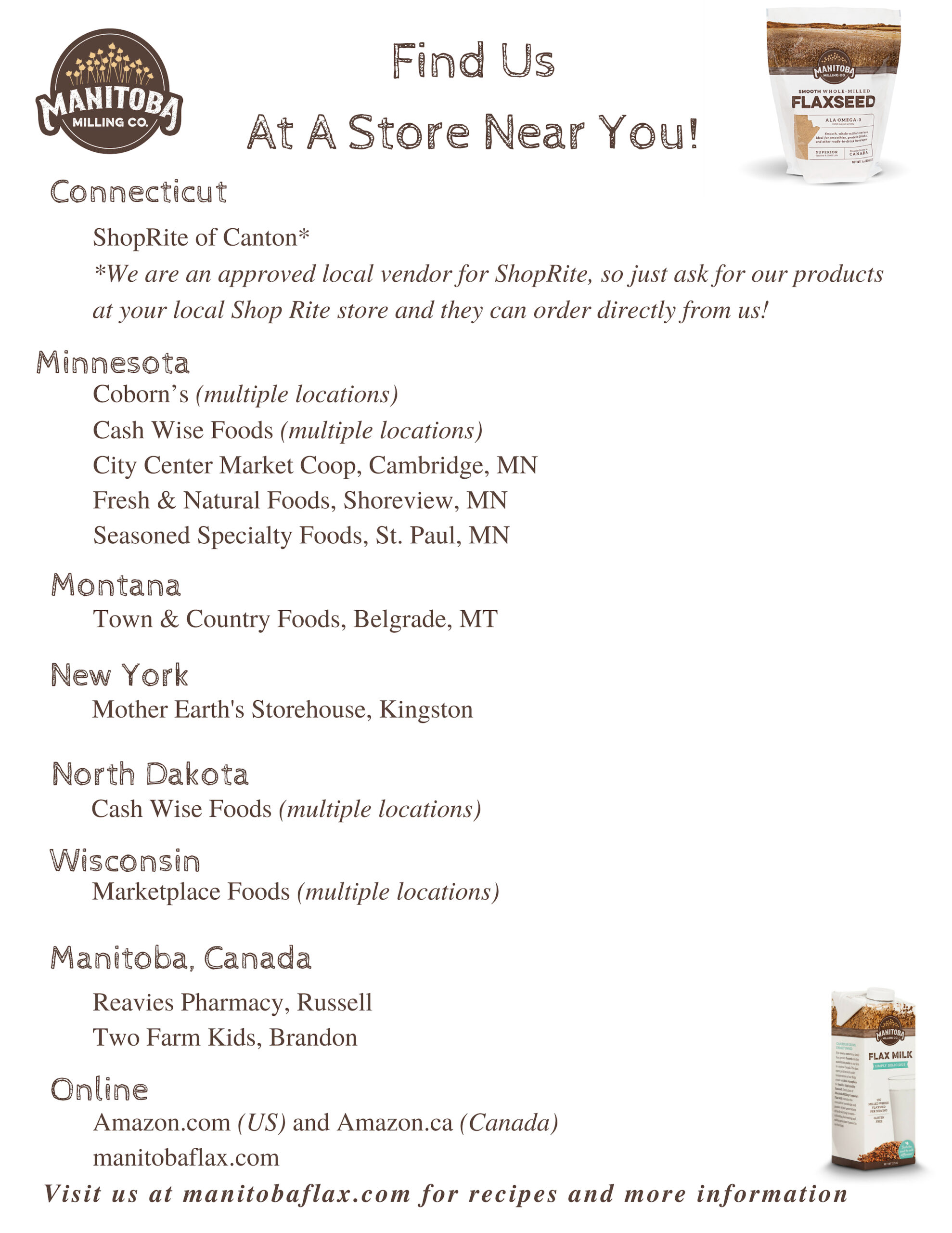 Find Manitoba Milling Flaxseed & Flax Milk at a Store Near You