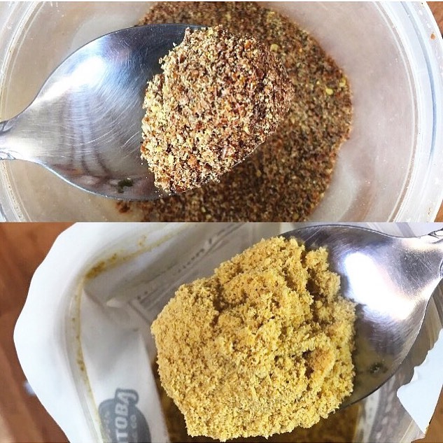 Photo of different flax products, shows flax meal vs. ground flaxseed
