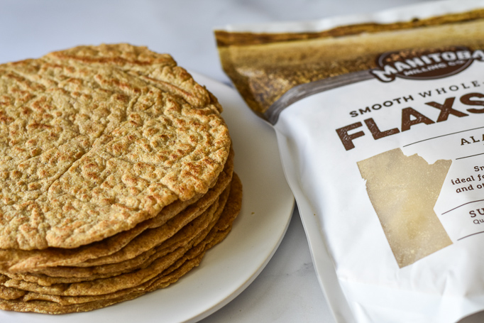 photo of flaxseed tortilla made with Manitoba Milling smooth whole milled flaxseed