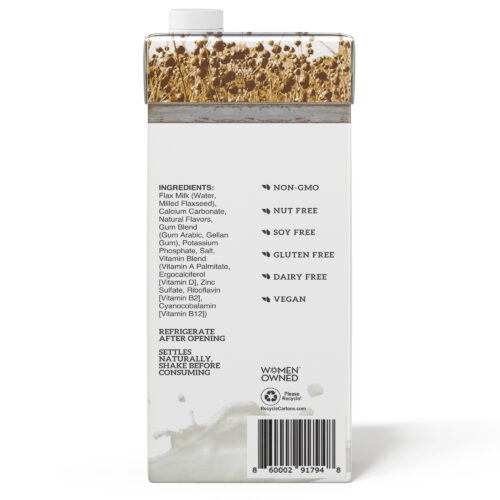 Original Unsweetened Flax Milk 4 x 1L Manitoba Flax Seed Milling Company