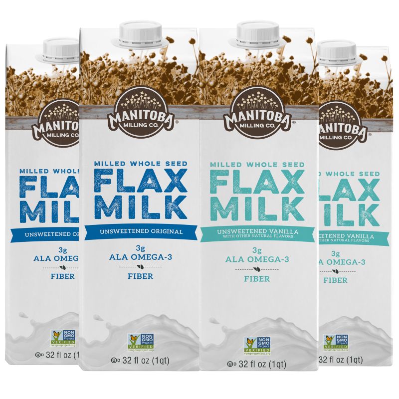 Mix - 2 Unsweetened Vanilla, 2 Unsweetened Original Flax Milk - 4 x 32 oz.