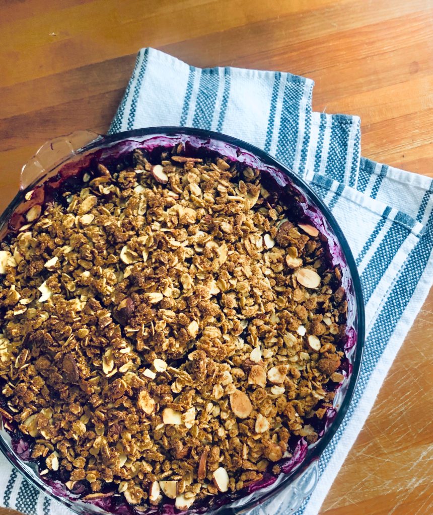 healthy blueberry crumble