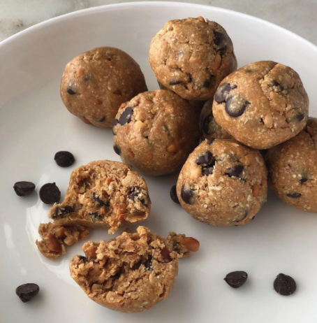 photo of cookie dough balls - with chocolate chips